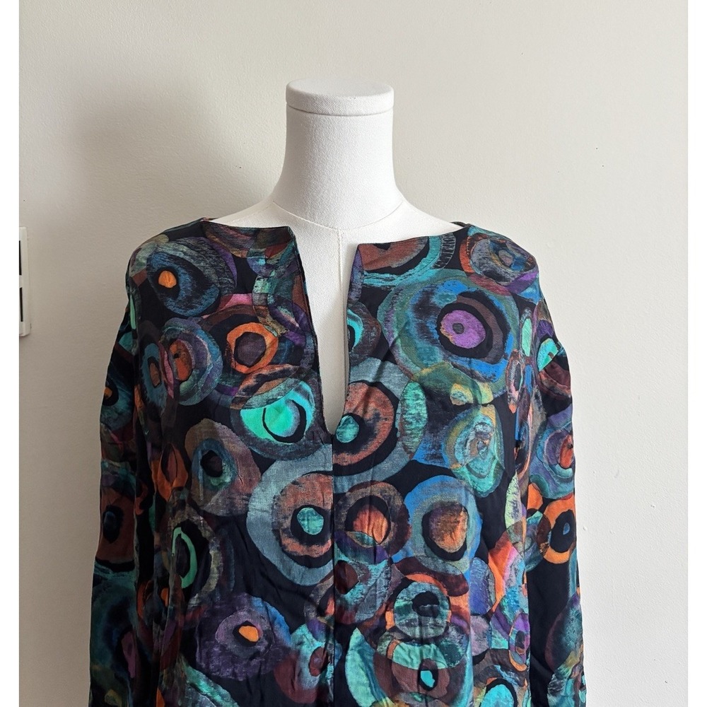 Abstract Art Colorful Plus Size Top Niche Niglun XXL 2X Boho Hippie Coastal - Picture 2 of 5